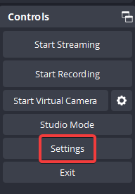 Click the settings button in the controls dock.